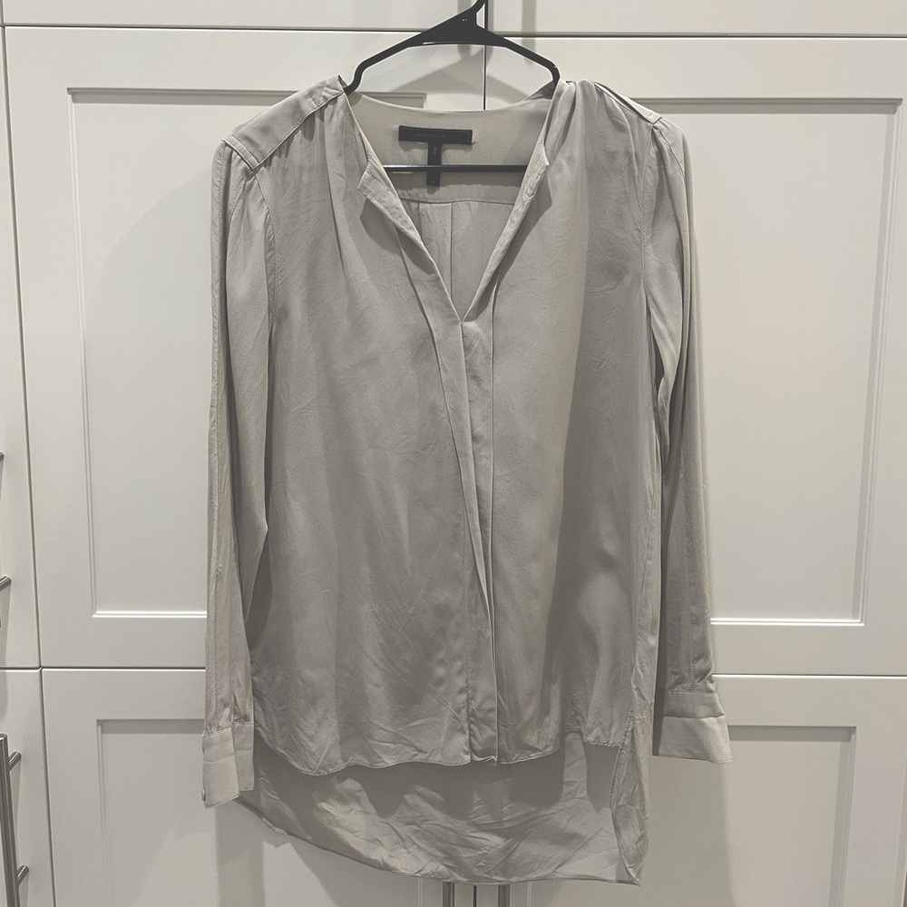 BCBG Light Grey Long Sleeve Blouse